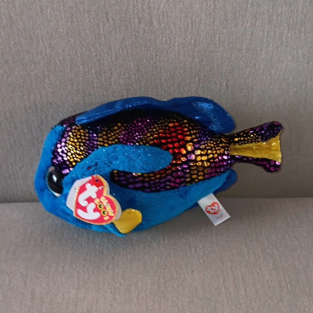 Ty Beanie Babies Aqua Blue Fish Plush Toy